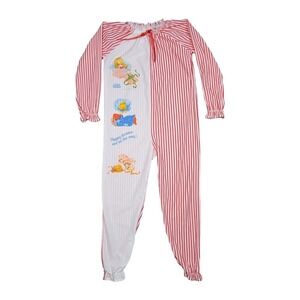 Vintage Care Bears Pajama 2 Piece Set Girls 14 Striped Deadstock 1981 Cheer Bear